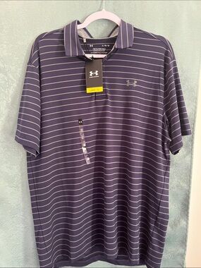 Under Armour Men’s Navy Purple Striped Polo